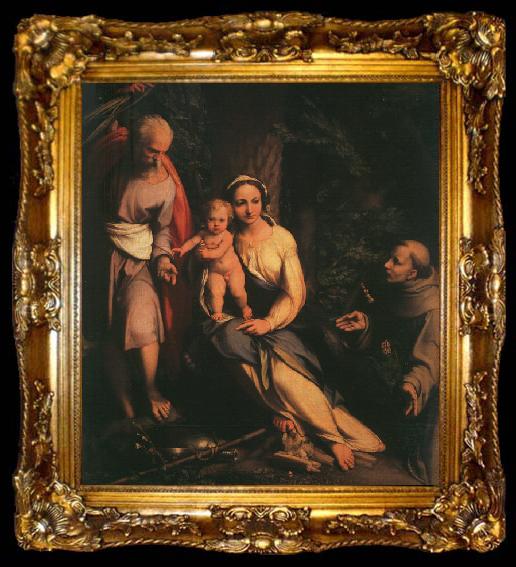 framed  CORNELISZ VAN OOSTSANEN, Jacob The Rest on the Flight to Egypt with Saint Francis dfb, ta009-2